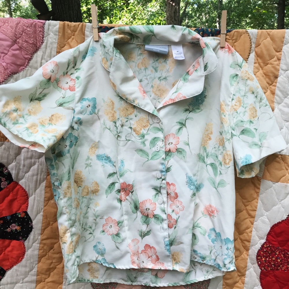 Vintage Alfred Dunner Petite Button Up Blouse